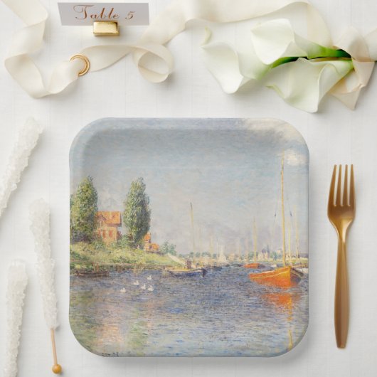 Claude Monet. Red Boats, Argenteuil Papieren Bordje (Huwelijk)