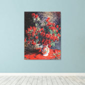 Claude Monet Red Chrysanthemums Canvas Afdruk (Insitu (Houten vloer))