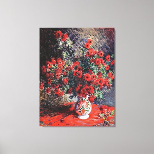Claude Monet Red Chrysanthemums Canvas Afdruk (Voorkant)