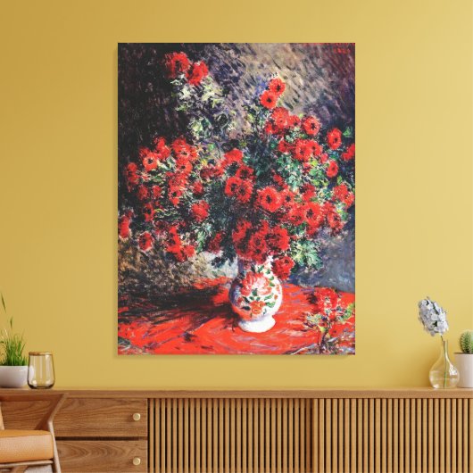 Claude Monet Red Chrysanthemums Canvas Afdruk (Insitu (Woonkamer))