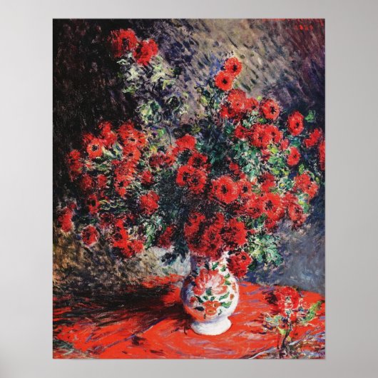 Claude Monet_Red Chrysanthemums Flowers - Poster (Voorkant)