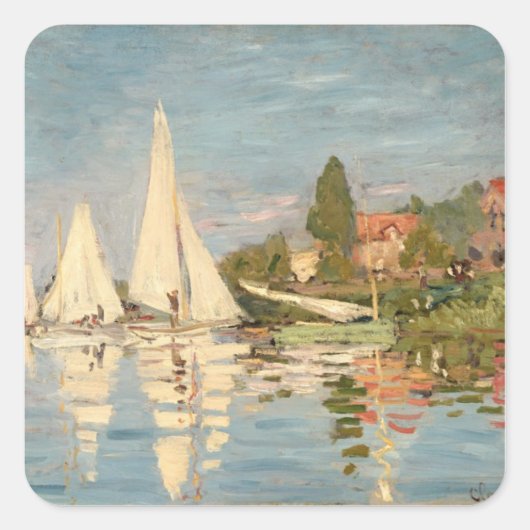 Claude Monet | Regatta te Argenteuil, c.1872 Vierkante Sticker (Voorkant)