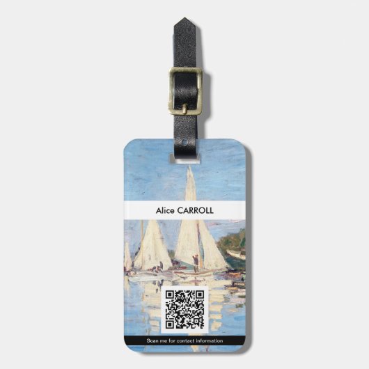 Claude Monet - Regattas at Argenteuil - QR Code Bagagelabel (Voorkant verticaal)