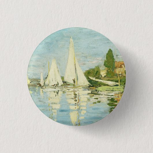 Claude Monet. Regattas at Argenteuil Ronde Button 3,2 Cm (Voorkant)