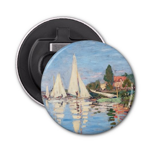 Claude Monet - Regattas in Argenteuil Button Flesopener (Voorkant)