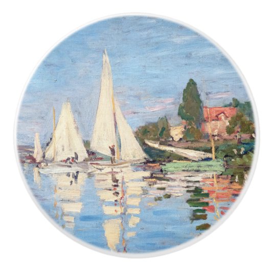 Claude Monet - Regattas in Argenteuil Keramische Knop (Voorkant)
