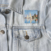 Claude Monet - Regattas in Argenteuil Vierkante Button 5,1 Cm (In situ)
