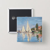 Claude Monet - Regattas in Argenteuil Vierkante Button 5,1 Cm (Voorkant /achterkant)