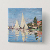 Claude Monet - Regattas in Argenteuil Vierkante Button 5,1 Cm (Voorkant)