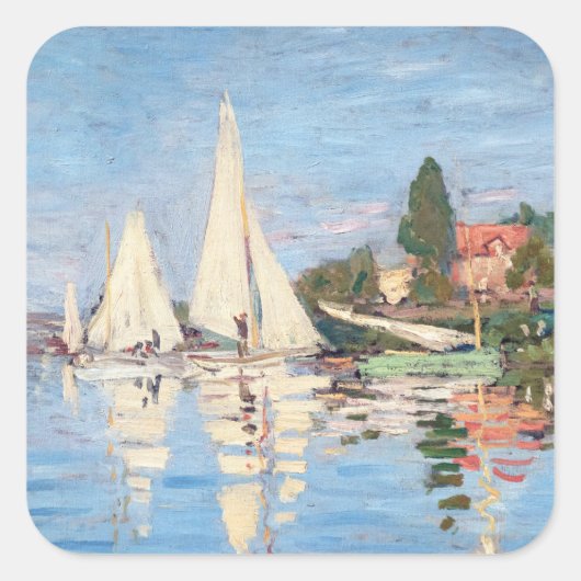 Claude Monet - Regattas in Argenteuil Vierkante Sticker (Voorkant)