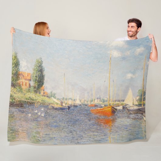 Claude Monet. Rode boten, Argenteuil Fleece Deken (In situ)