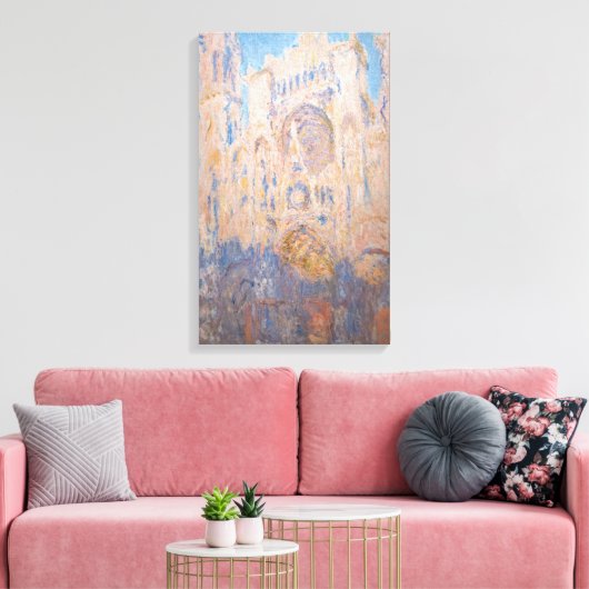 Claude Monet - Rouen Cathedraal bij zonsondergang Canvas Afdruk (Insitu (Woonkamer))