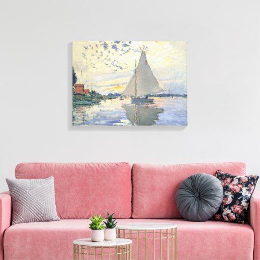 Claude Monet - Sailboot bij Le Petit Gennevilliers Canvas Afdruk (Insitu (Woonkamer))