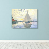 Claude Monet - Sailboot bij Le Petit Gennevilliers Canvas Afdruk (Insitu (Houten vloer))