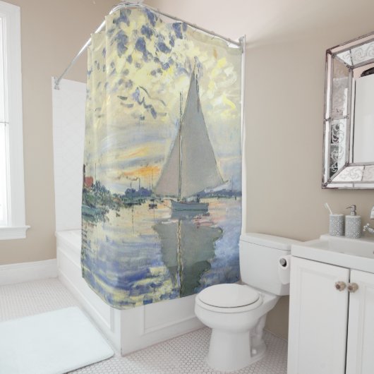 Claude Monet - Sailboot bij Le Petit Gennevilliers Douchegordijn (In situ)