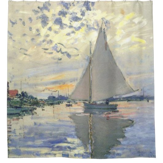 Claude Monet - Sailboot bij Le Petit Gennevilliers Douchegordijn (Voorkant)