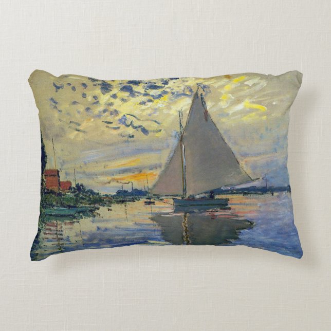 Claude Monet - Sailboot in Le Petit-Gennevilliers Accent Kussen (Voorkant)