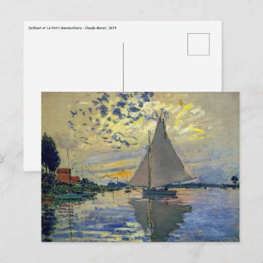 Claude Monet - Sailboot in Le Petit-Gennevilliers Briefkaart (Voorkant / Achterkant)