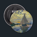 Claude Monet - Sailboot in Le Petit-Gennevilliers Button Flesopener<br><div class="desc">Zeilboot van Le Petit-Gennevilliers / Voilier au Petit-Gennevilliers - Claude Monet,  1874</div>