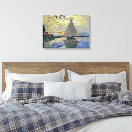 Claude Monet - Sailboot in Le Petit-Gennevilliers Canvas Afdruk (Insitu (Slaapkamer))