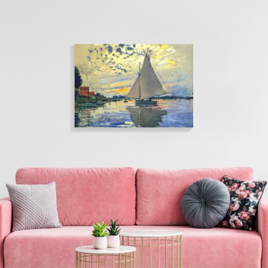 Claude Monet - Sailboot in Le Petit-Gennevilliers Canvas Afdruk (Insitu (Woonkamer))