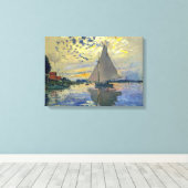 Claude Monet - Sailboot in Le Petit-Gennevilliers Canvas Afdruk (Insitu (Houten vloer))
