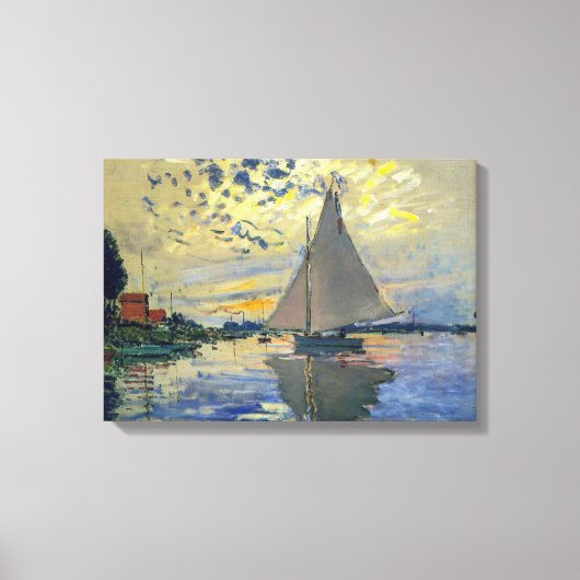 Claude Monet - Sailboot in Le Petit-Gennevilliers Canvas Afdruk (Voorkant)
