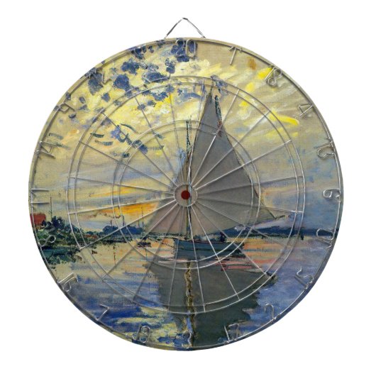 Claude Monet - Sailboot in Le Petit-Gennevilliers Dartbord (Voorkant)