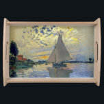 Claude Monet - Sailboot in Le Petit-Gennevilliers Dienblad<br><div class="desc">Zeilboot van Le Petit-Gennevilliers / Voilier au Petit-Gennevilliers - Claude Monet,  1874</div>