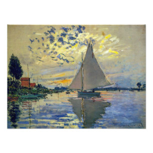 Claude Monet - Sailboot in Le Petit-Gennevilliers Foto Afdruk