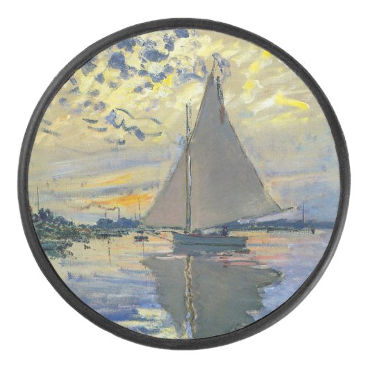 Claude Monet - Sailboot in Le Petit-Gennevilliers Hockey Puck (Voorkant)