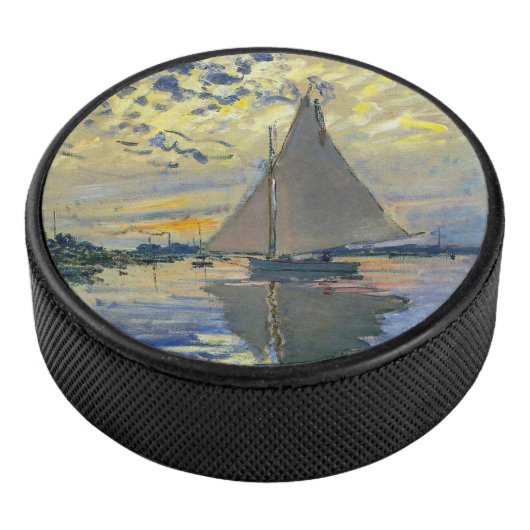 Claude Monet - Sailboot in Le Petit-Gennevilliers Hockey Puck (3/4)