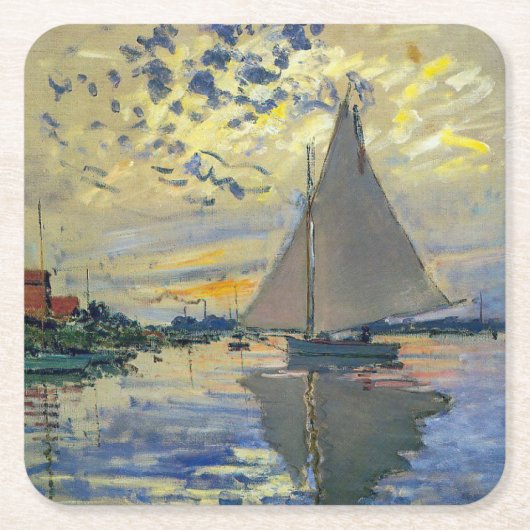 Claude Monet - Sailboot in Le Petit-Gennevilliers Kartonnen Onderzetters (Voorkant)