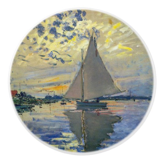 Claude Monet - Sailboot in Le Petit-Gennevilliers Keramische Knop (Voorkant)