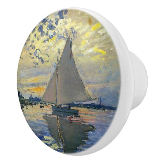 Claude Monet - Sailboot in Le Petit-Gennevilliers Keramische Knop (Rechts)