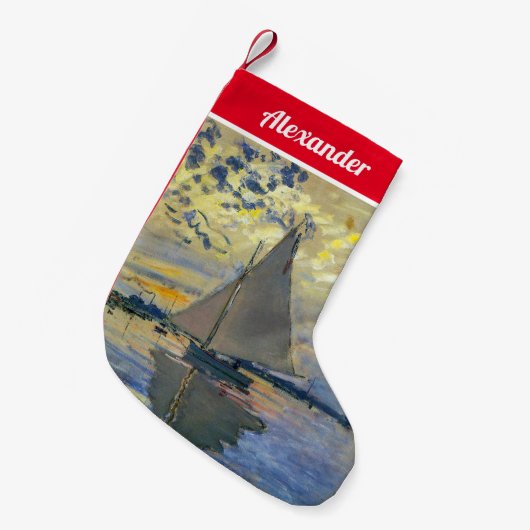 Claude Monet - Sailboot in Le Petit-Gennevilliers Kleine Kerstsok (Voorkant (Hangend))