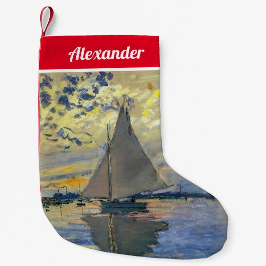 Claude Monet - Sailboot in Le Petit-Gennevilliers Kleine Kerstsok (Voorkant)