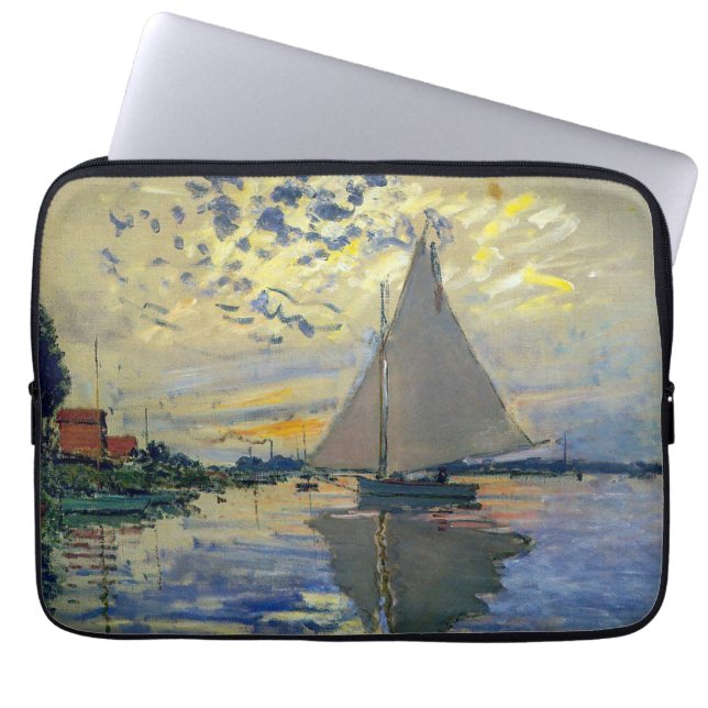 Claude Monet - Sailboot in Le Petit-Gennevilliers Laptop Sleeve (Voorkant)