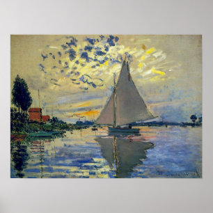 Claude Monet - Sailboot in Le Petit-Gennevilliers Poster
