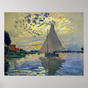 Claude Monet - Sailboot in Le Petit-Gennevilliers Poster