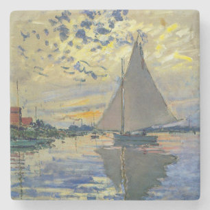 Claude Monet - Sailboot in Le Petit-Gennevilliers Stenen Onderzetter