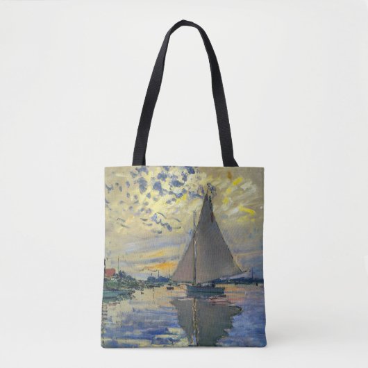 Claude Monet - Sailboot in Le Petit-Gennevilliers Tote Bag (Voorkant)