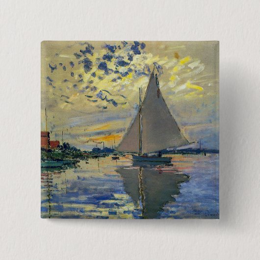 Claude Monet - Sailboot in Le Petit-Gennevilliers Vierkante Button 5,1 Cm (Voorkant)