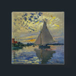 Claude Monet - Sailboot in Le Petit-Gennevilliers Vierkante Button 5,1 Cm<br><div class="desc">Zeilboot van Le Petit-Gennevilliers / Voilier au Petit-Gennevilliers - Claude Monet,  1874</div>