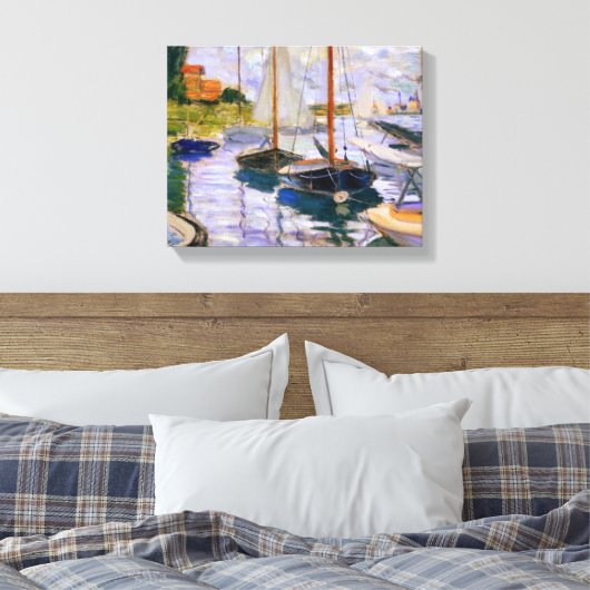 Claude Monet - Sailboten op de Seine Canvas Afdruk (Insitu (Slaapkamer))