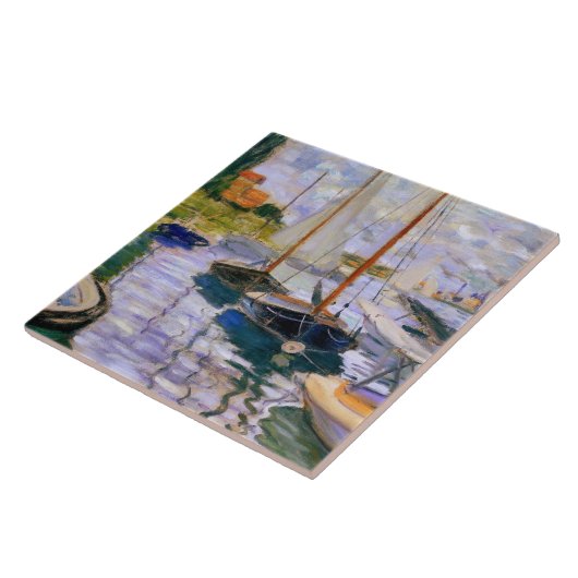 Claude Monet - Sailboten op de Seine Tegeltje (Zijkant)