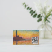 Claude Monet - San Giorgio Maggiore Dusk - QR-code Visitekaartje (Staand voorkant)