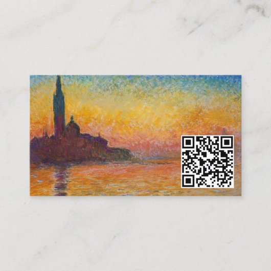 Claude Monet - San Giorgio Maggiore Dusk - QR-code Visitekaartje (Voorkant)