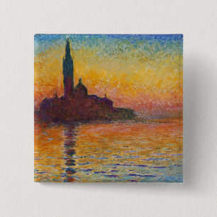Claude Monet - San Giorgio Maggiore in Dusk Vierkante Button 5,1 Cm