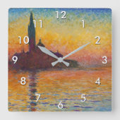 Claude Monet - San Giorgio Maggiore in Dusk Vierkante Klok (Voorkant)